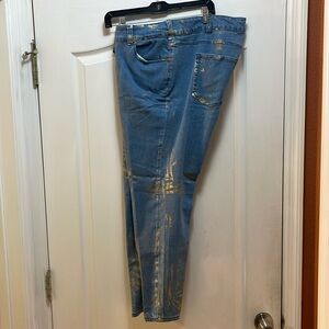 Jeans with Metallic Gold Paint